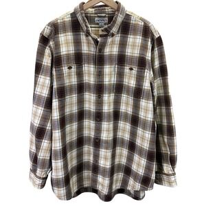 Carhartt Mens Size XL Relaxed Fit Plaid Shirt Brown Long Sleeve Soft Heavyweight